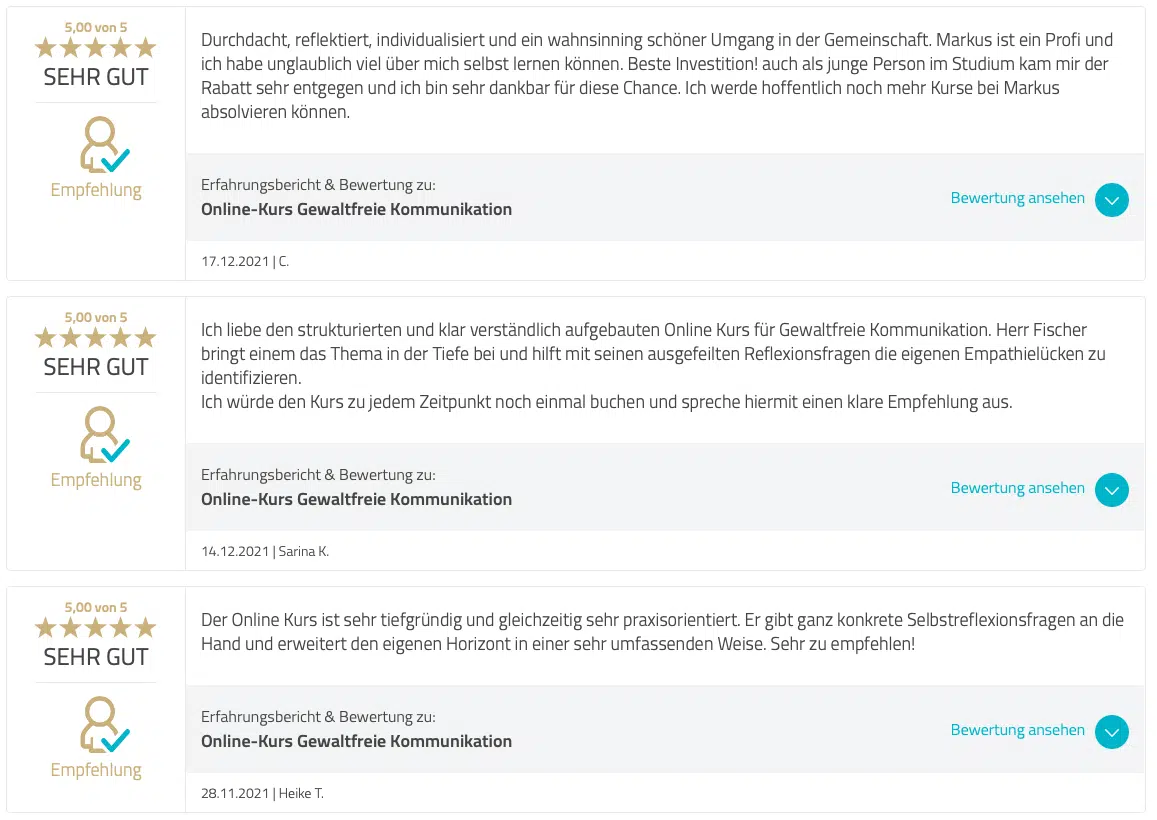 Bewertung Online-Kurs