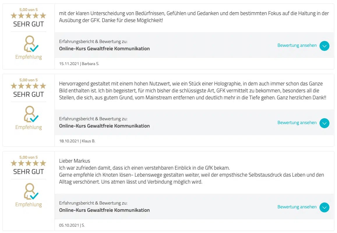 Bewertung Online-Kurs