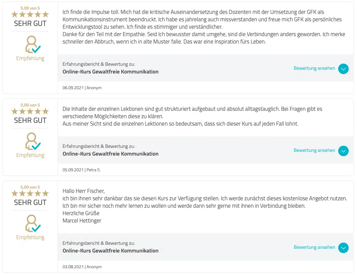 Bewertung Online-Kurs